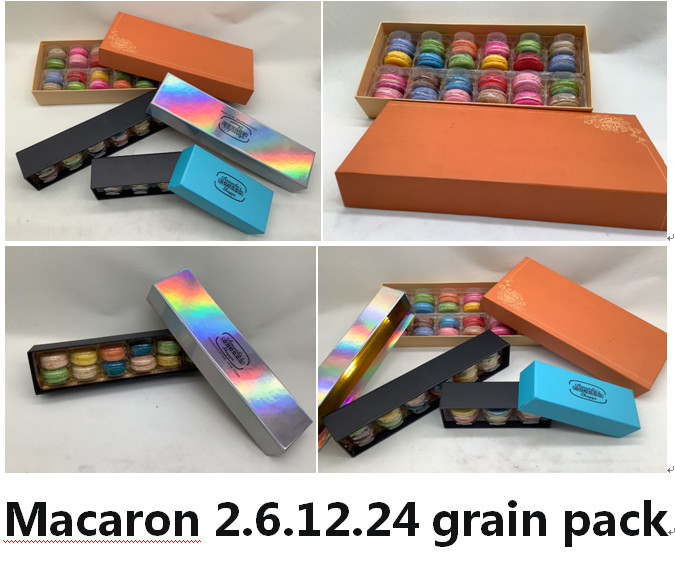 Κομψό πορτοκαλί 24pcs Macaron που συσκευάζει το κιβώτιο εγγράφου Macaron Kraft ανακυκλώσιμο με πλαστικά εσωτερικά 5