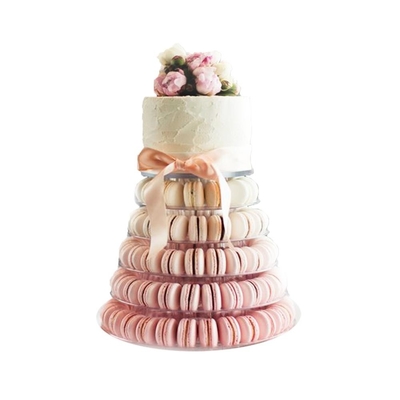 French 6 Tier Macaron Tower Stand Round Clear Plastic Cupcake Stand