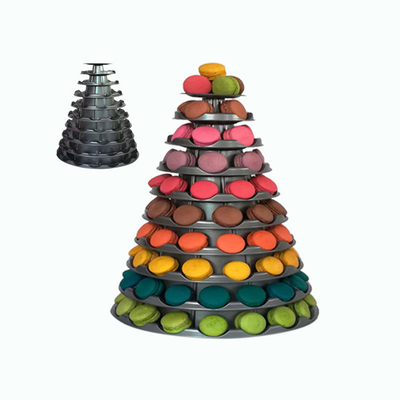 Γκρίζα σειρά Macaron στάσεων πύργων PVC πλαστική Macaron με τη στρογγυλή ακρυλική βάση