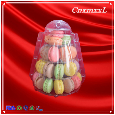4 στρώματα διαφανές μικρότερο πλαστικό Macaron Πύργο Πάρτι Favor κουτιά