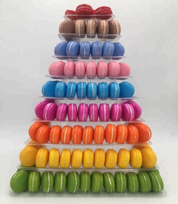 9 βαθμίδα πλαστικό τετράγωνο Macaron Tower Stand Display για γαλλική συσκευασία τροφίμων takeaway