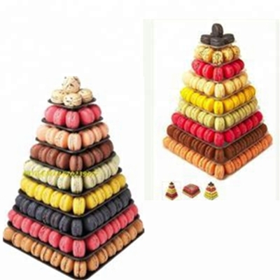 9 βαθμίδα πλαστικό τετράγωνο Macaron Tower Stand Display για γαλλική συσκευασία τροφίμων takeaway