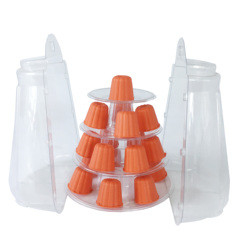 Διαυγές Μαύρο 10 Επίπεδο Μακαρόνια Blister Tower Stand συσκευασία με ακρυλικό Decoration Καλύτερη τούρτα