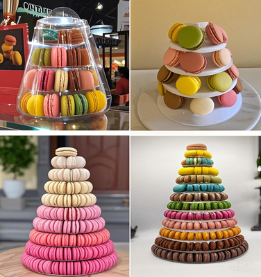 9 βαθμίδα πλαστικό τετράγωνο Macaron Tower Stand Display για γαλλική συσκευασία τροφίμων takeaway