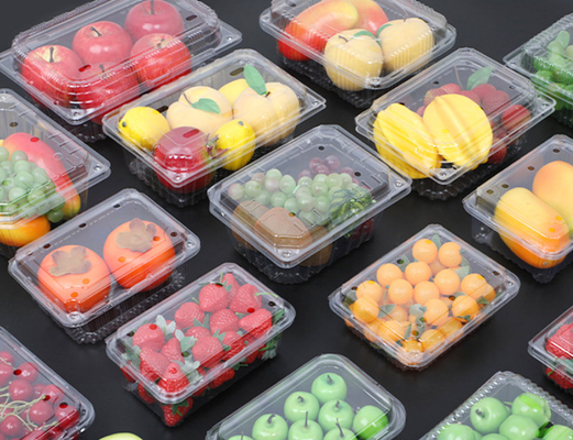 Wholesale one-time transparent fruit packaging boxes with thickened anti-pressure PET fruit cutting boxes, suitable for supermarkets, used for packing watermelons.