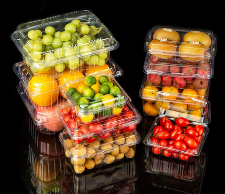 One-time thickened with lid fruit and vegetable box, fruit box, household takeout, supermarket packaging plastic transparent box, fresh produce box