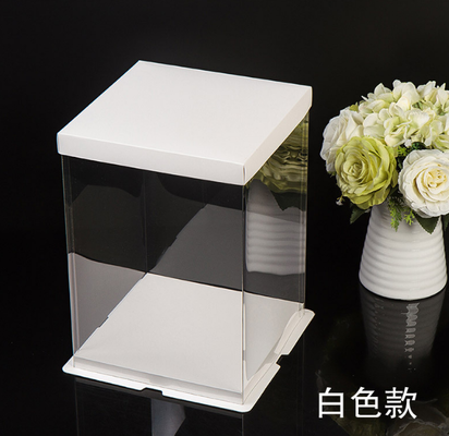 Transparent plastic cake box with high transparency PET double-sided protective film for 6", 8", 10" and 12" birthday packaging boxes